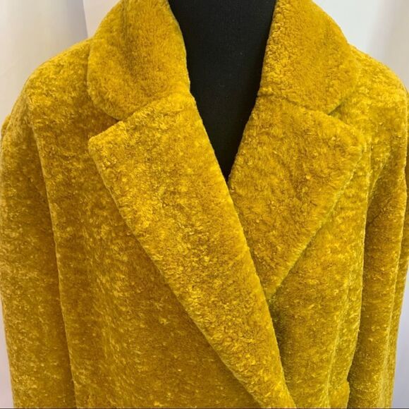 𝅺ZARA NWOT mustard yellow oversized teddy coat size extra small - Picture 9 of 15